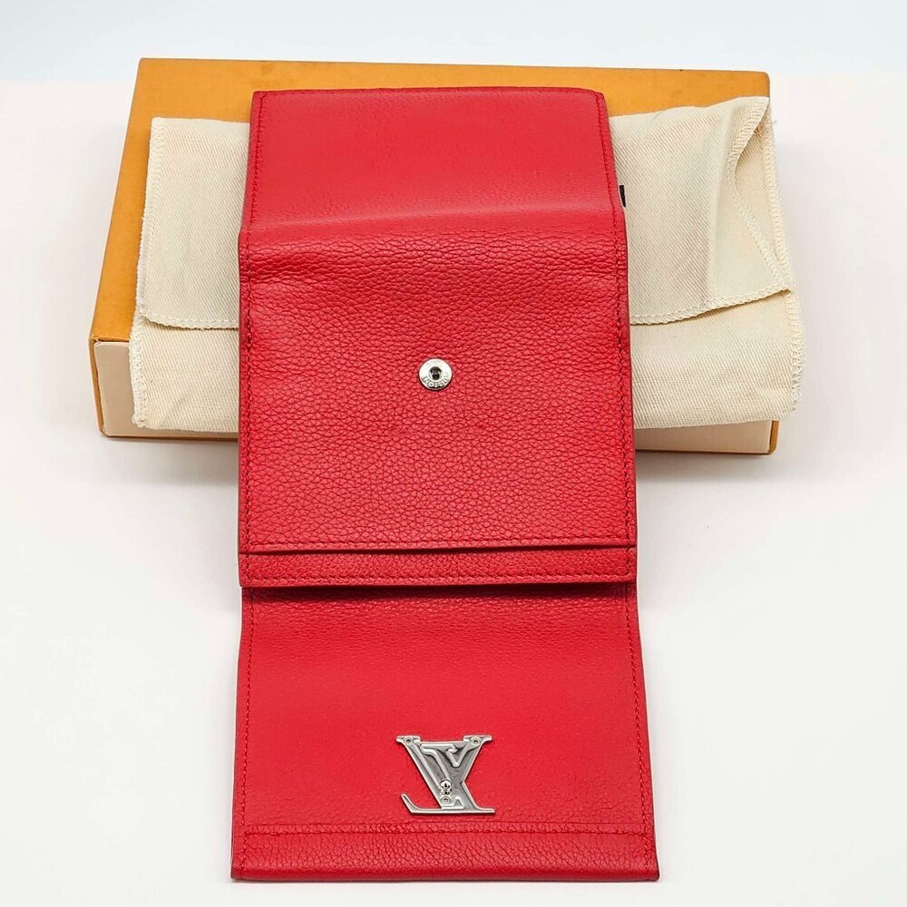 Authentic Louis Vuitton Lockme Wallet Red Leather | LV Compact Wallet - Picture 10 of 15